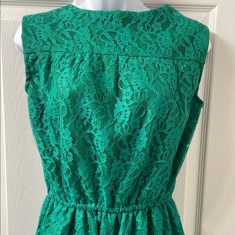 Vintage Green Lace Sleeveless Dress